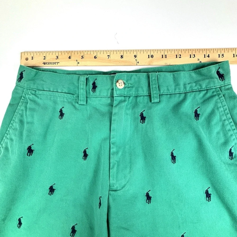Polo Ralph Lauren Prospect Shorts Green Pony All Over Print Men's Size 30 Cotton